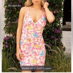 Primavera Couture #3525 Butterfly Embellishment Beaded Sequin Dress